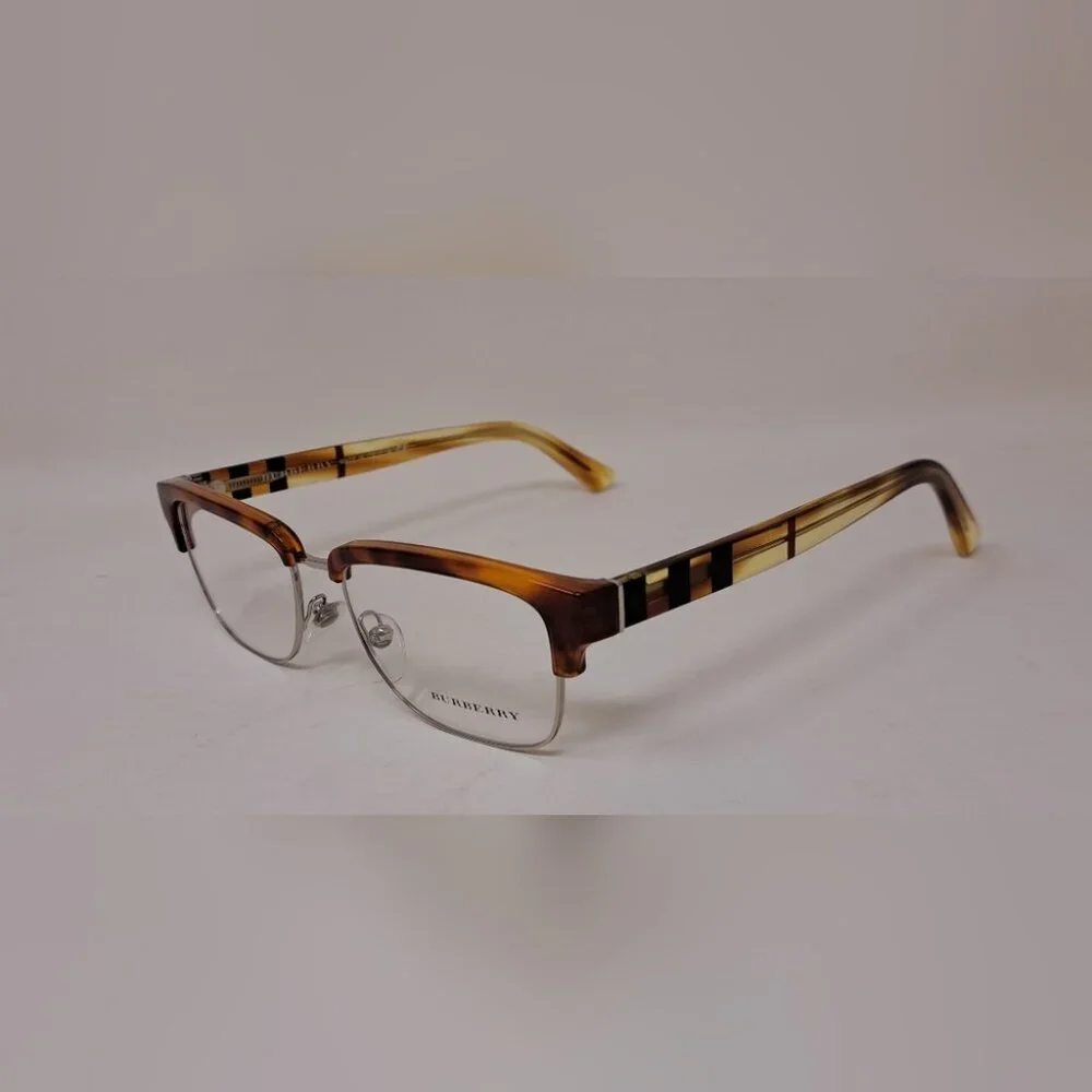 Burberry Eye Glasses Frames Unisex Half Rim Havana Nova Check B2224 54-18-145